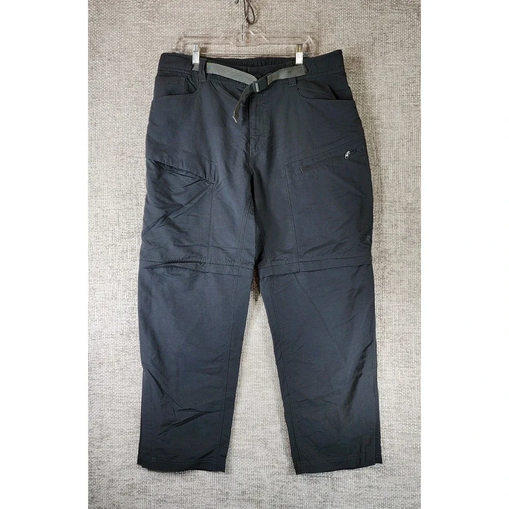 The North Face Convertible Hiking Pants Mens 36x29 Gray Nylon Belted NF0A2WLA